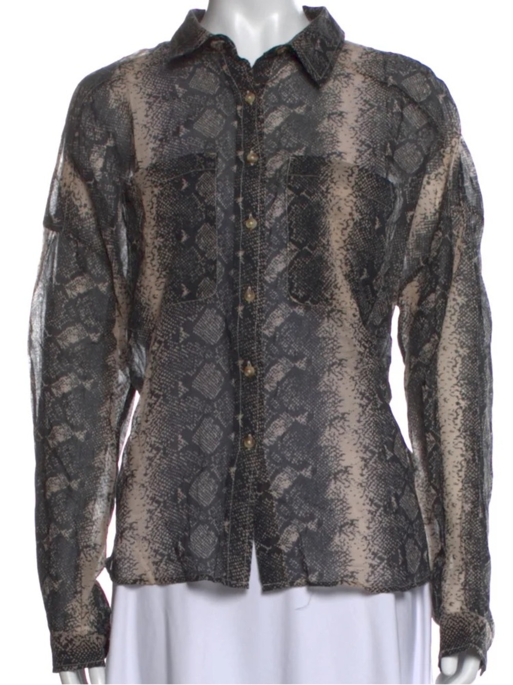 MOTHER The Thin Veil Boa Babe snakeskin print oversized shirt L 🐍